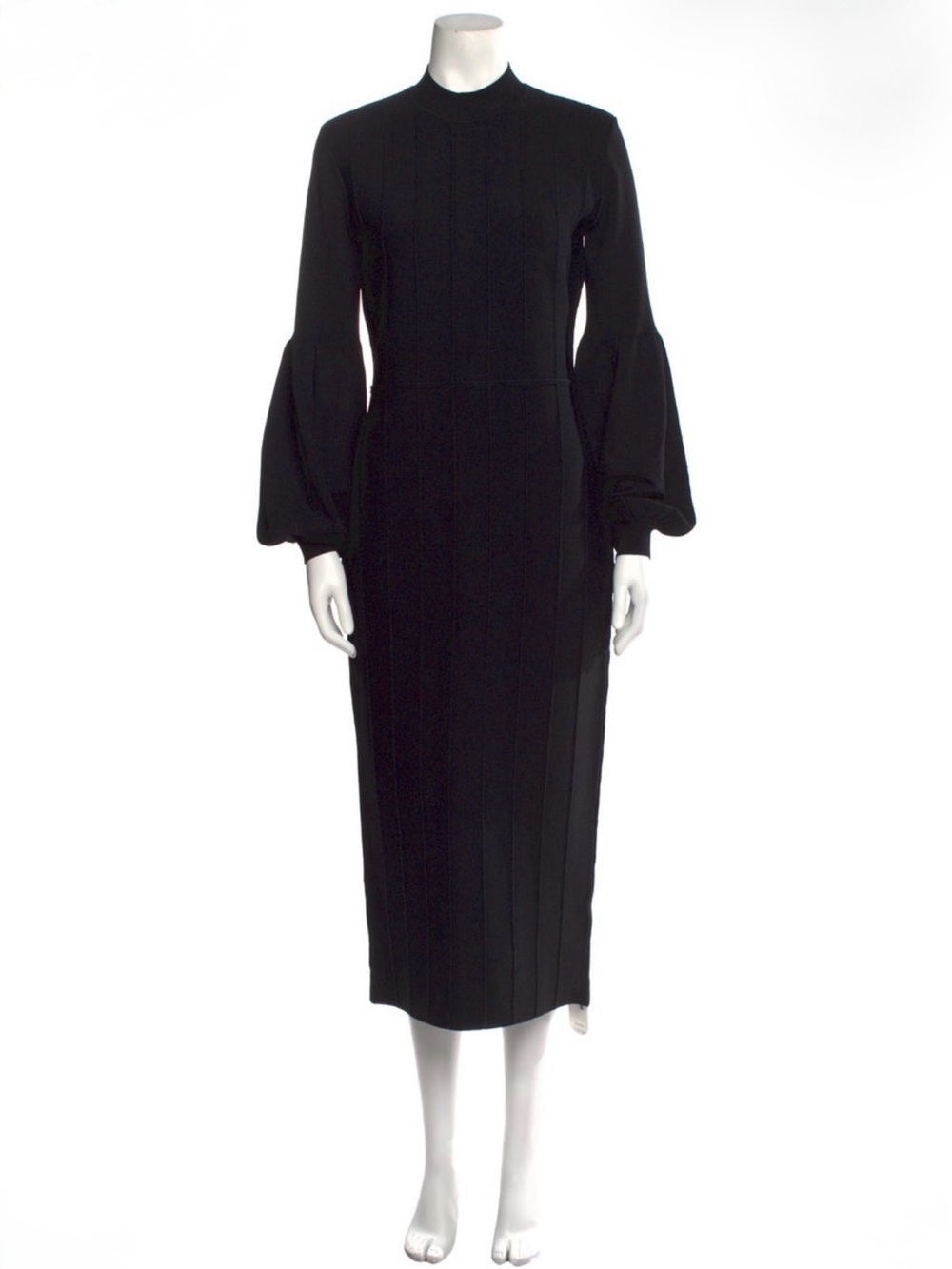 Lela Rose
Mock Neck Black Long Sleeve Midi Dress with Balloon Sleeves